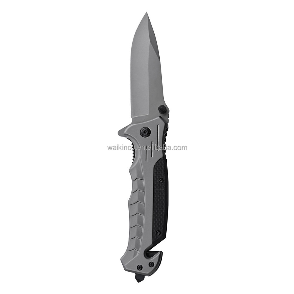 Wholesale Titanium Folding Steel Blade Tactical Camping Survival Pocket Knife With Glass Breaker