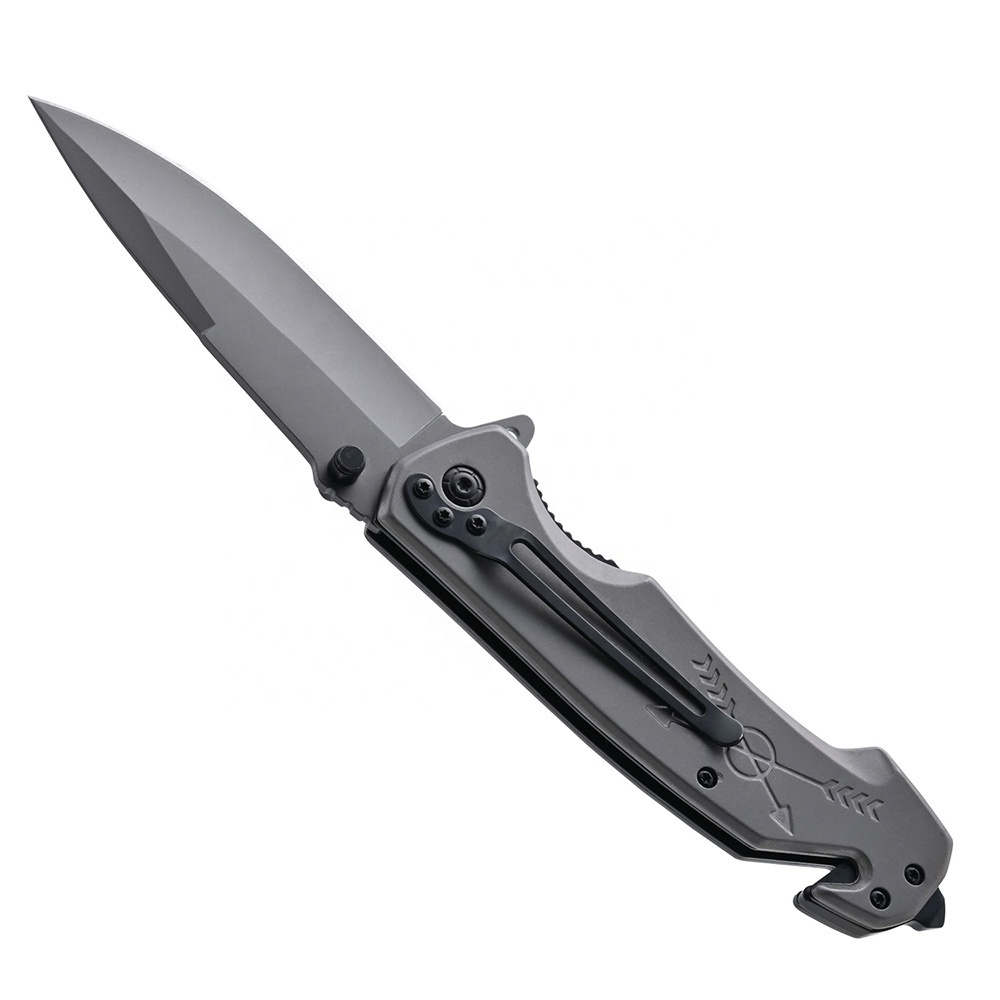 Professional Titanium Coated Folding Camping Tactical Survival Pocket Knife With Stainless Steel Handle