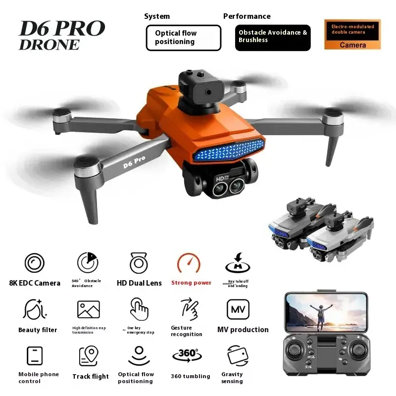 Waillynice D6pro Obstacle Avoidance Drone Brushless Motor Aerial Photography Remote Control Aircraft Four Axis Drone Drone