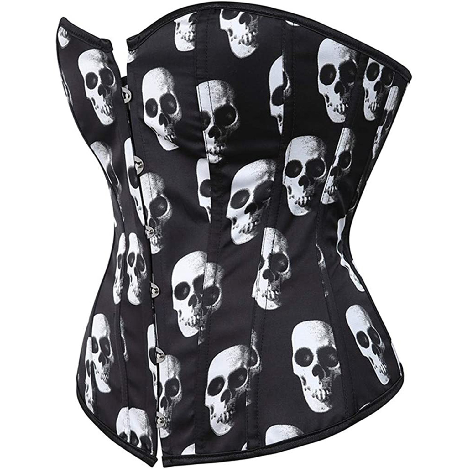 Waist Slimming Body Shaper Skull Corset Top Push Up Boned Steampunk Bodice Lace-up Bustier Plus Size