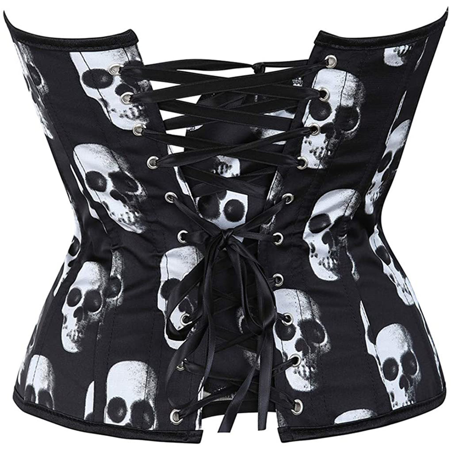 Waist Slimming Body Shaper Skull Corset Top Push Up Boned Steampunk Bodice Lace-up Bustier Plus Size