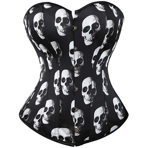 Waist Slimming Body Shaper Skull Corset Top Push Up Boned Steampunk Bodice Lace-up Bustier Plus Size