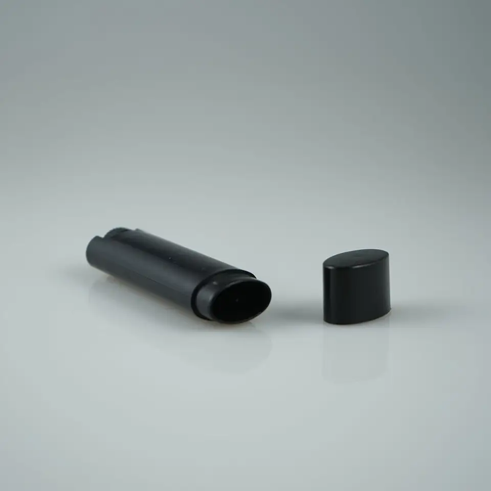 Matte black 4.5g oval twist lipstick tubes / lip balm containers / chapstick tubes for lip