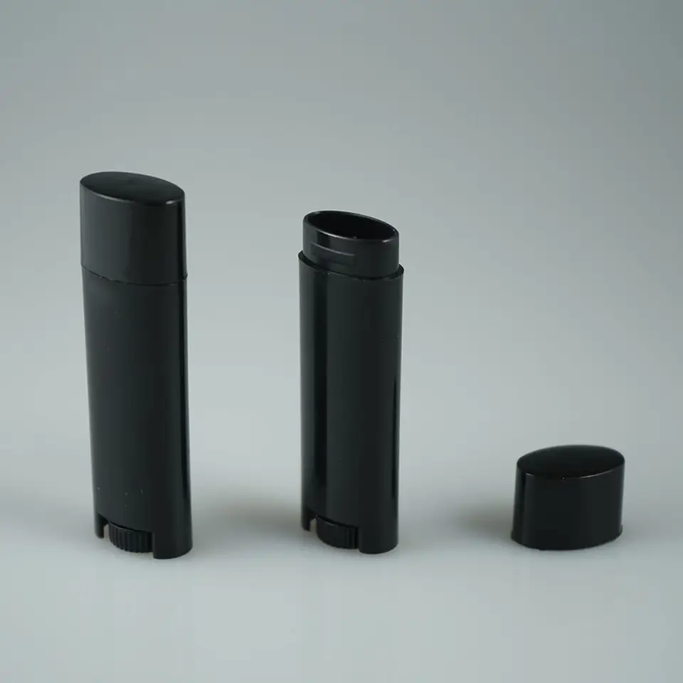 Matte black 4.5g oval twist lipstick tubes / lip balm containers / chapstick tubes for lip