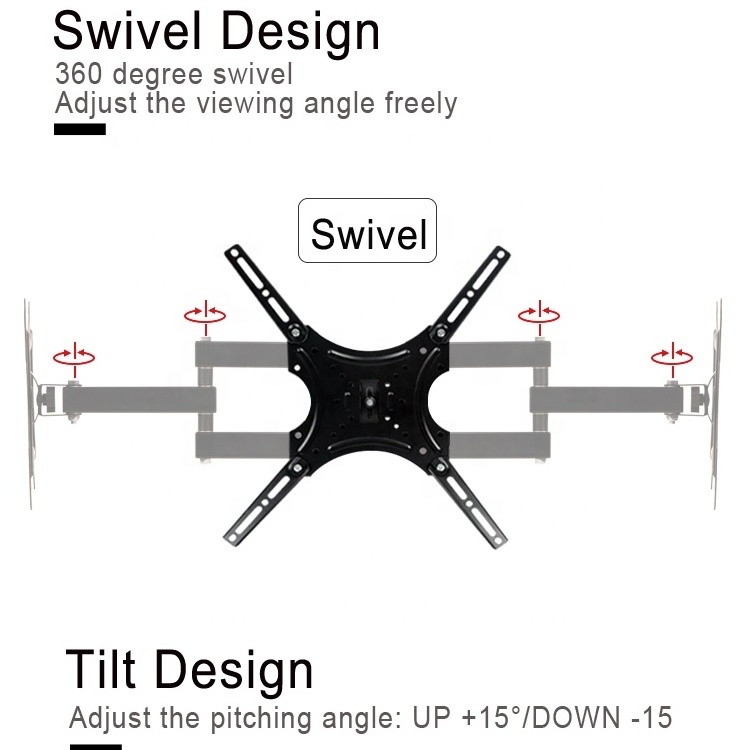 Black Universal Full Motion Removable VESA Cantilever LED LCD TV Wall Mount Extension Bracket