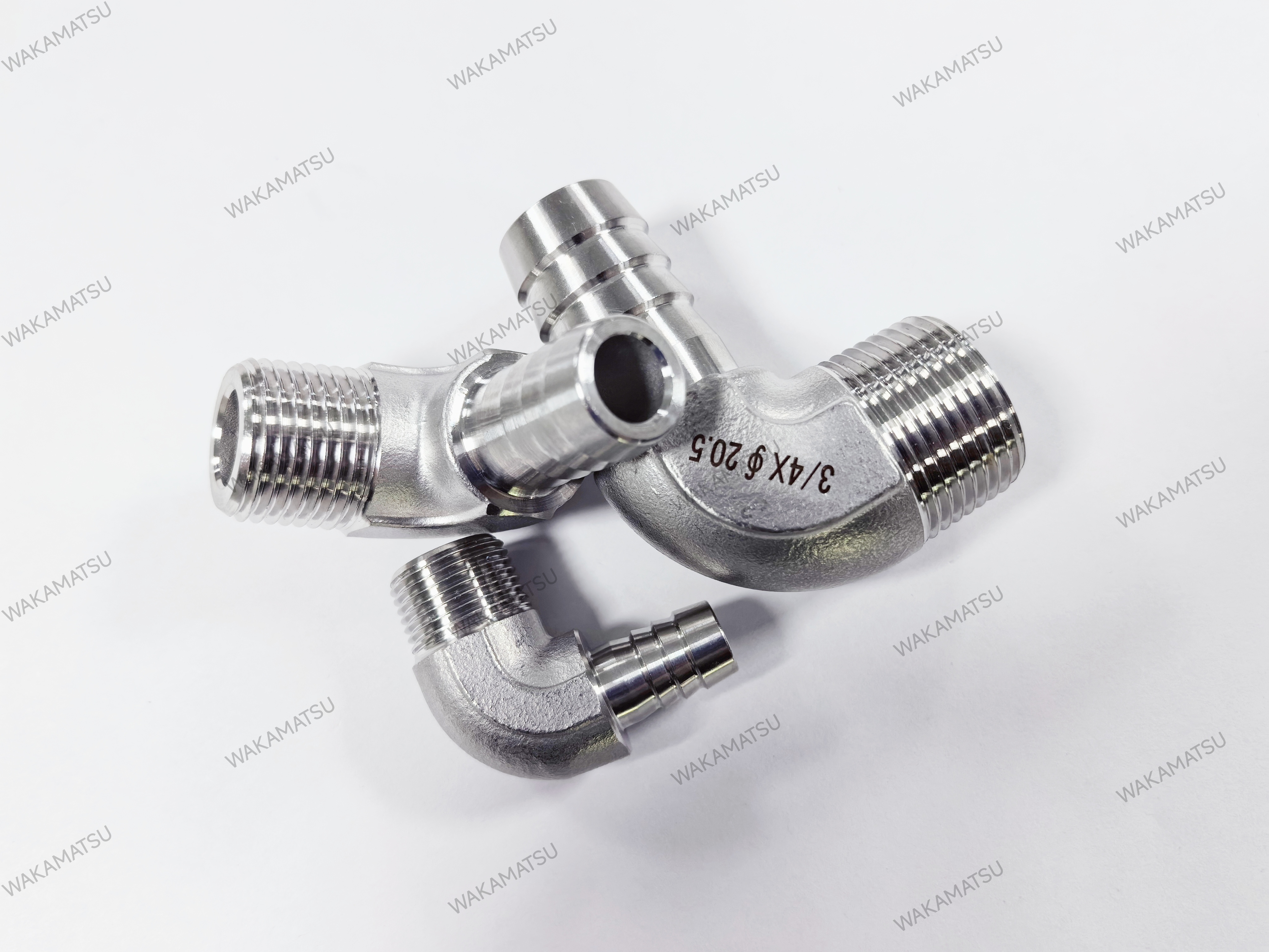 WAKAMATSU Customizable SS304 SS316L 90 Degree Flare Hose Barb Compression Pipe Fittings Push In / Push-on Air Brake Hose/Ends