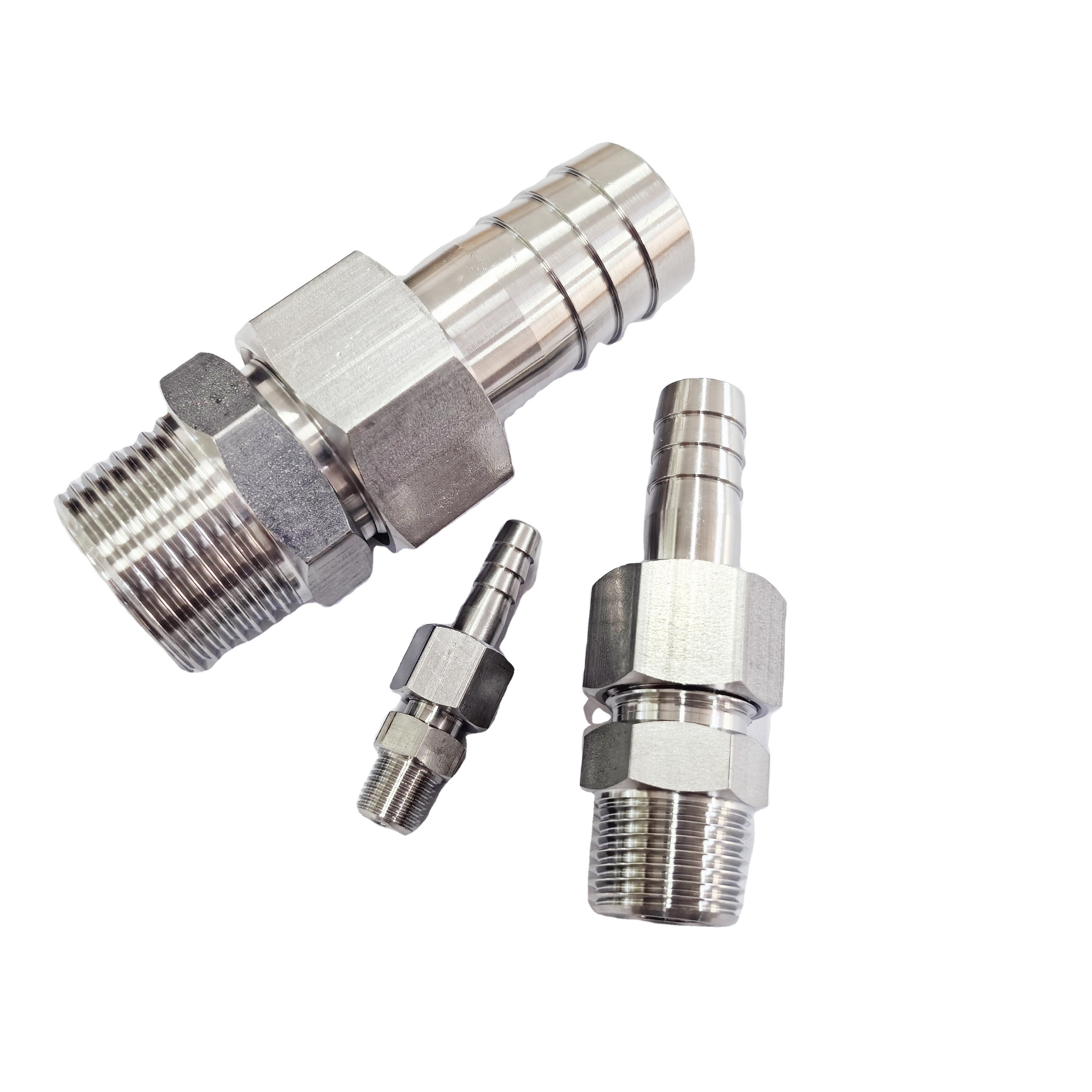 Wholesale High Quality Customizable Stainless Steel NPT Tube Union Thread Adapters 1/2 Barb to 1/2 NPT Connector Fitting