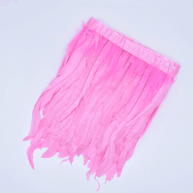 2M/Piece Pink Rooster Tail Feather Fringe Various Sizes/Colors Pheasant Feathers Ribbon Carnival Costumes Accessories