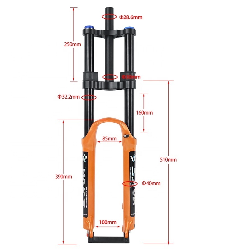 WAKE Double Crown Inverted Fork MTB Suspension Front Fork 26/27.5inch Shock Absorber Fork with Damping