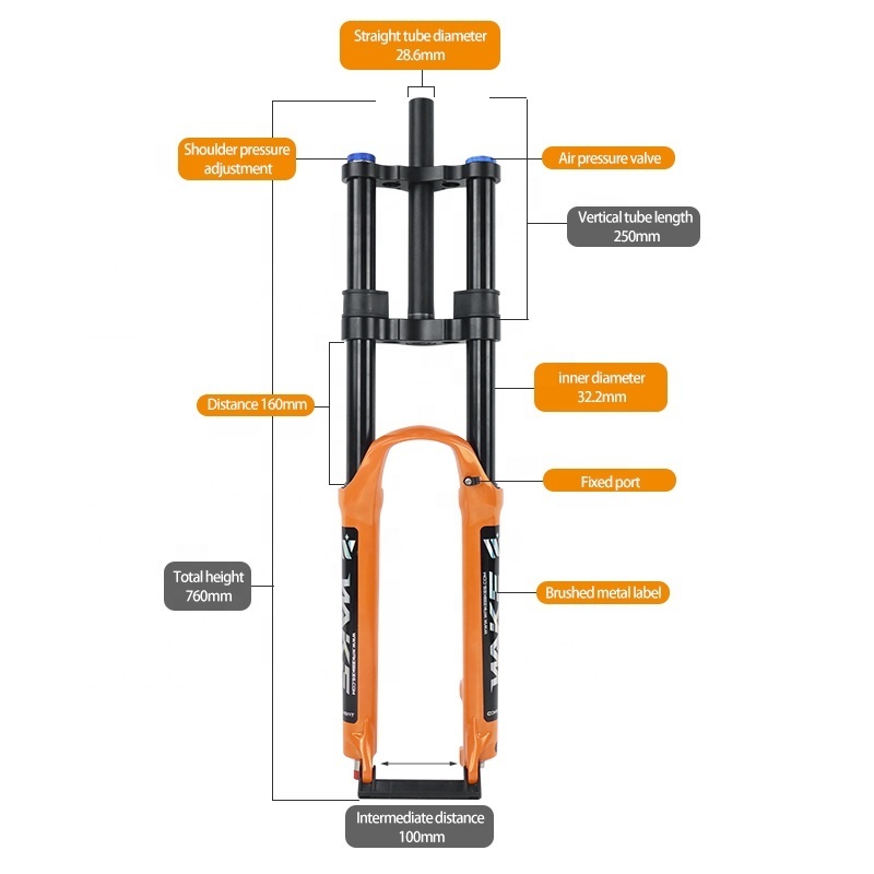 WAKE Double Crown Inverted Fork MTB Suspension Front Fork 26/27.5inch Shock Absorber Fork with Damping