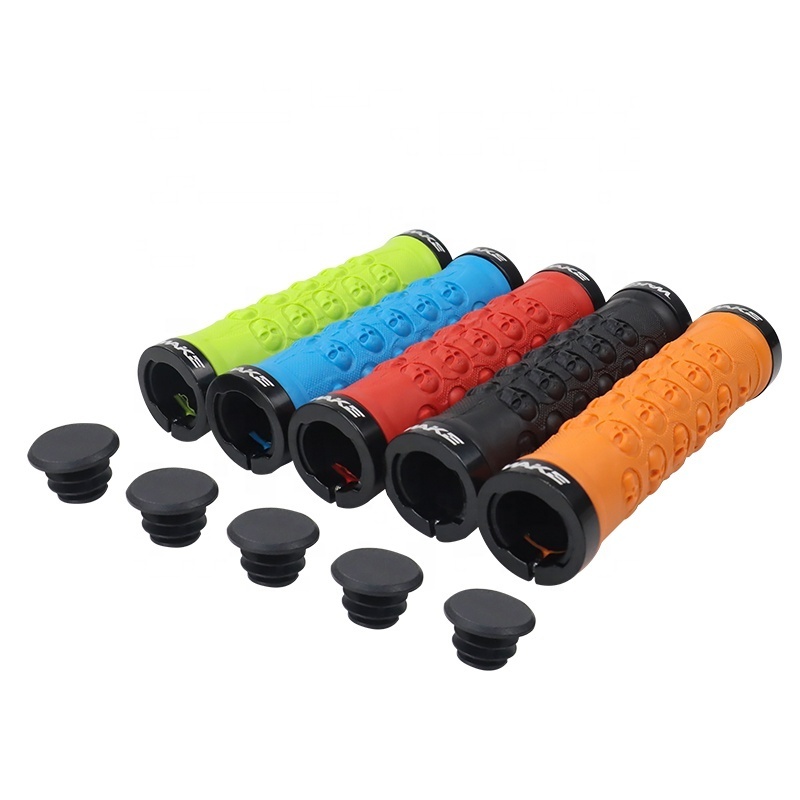 Custom Bicycle Lock on Handlebar Grips Aluminum Cycling Mtb Handlebar Skid Proof Grip Bike Rubber Bike Handle Bar Grips