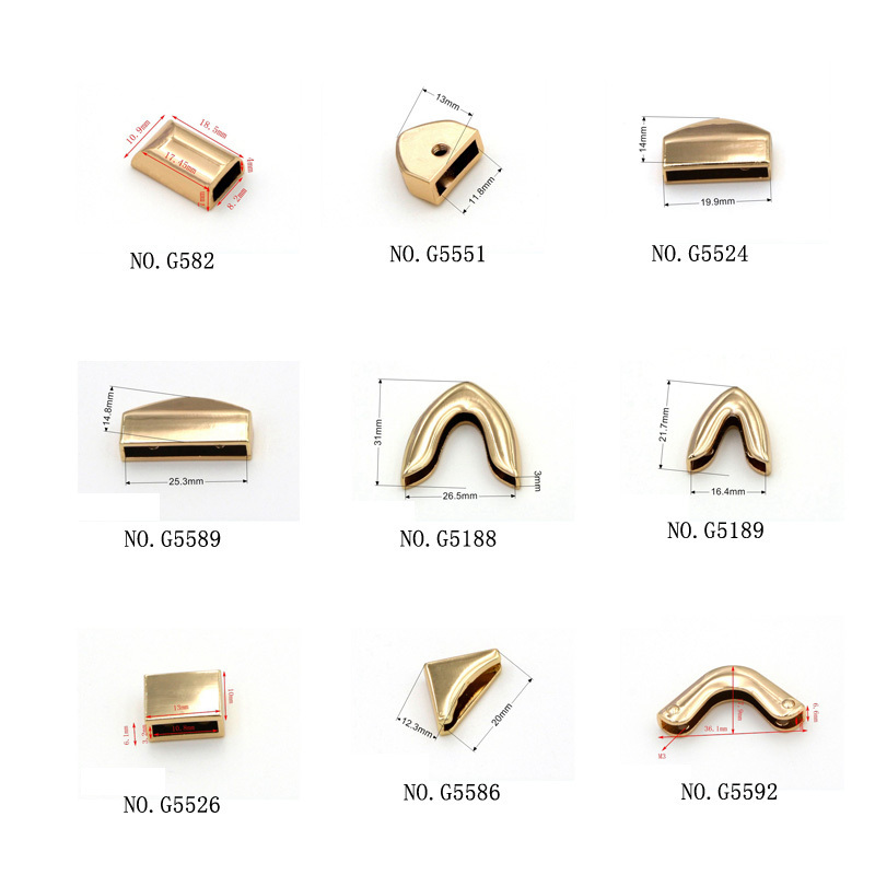 Cord End Gold Metal Corners for Handbags Hardware Fittings