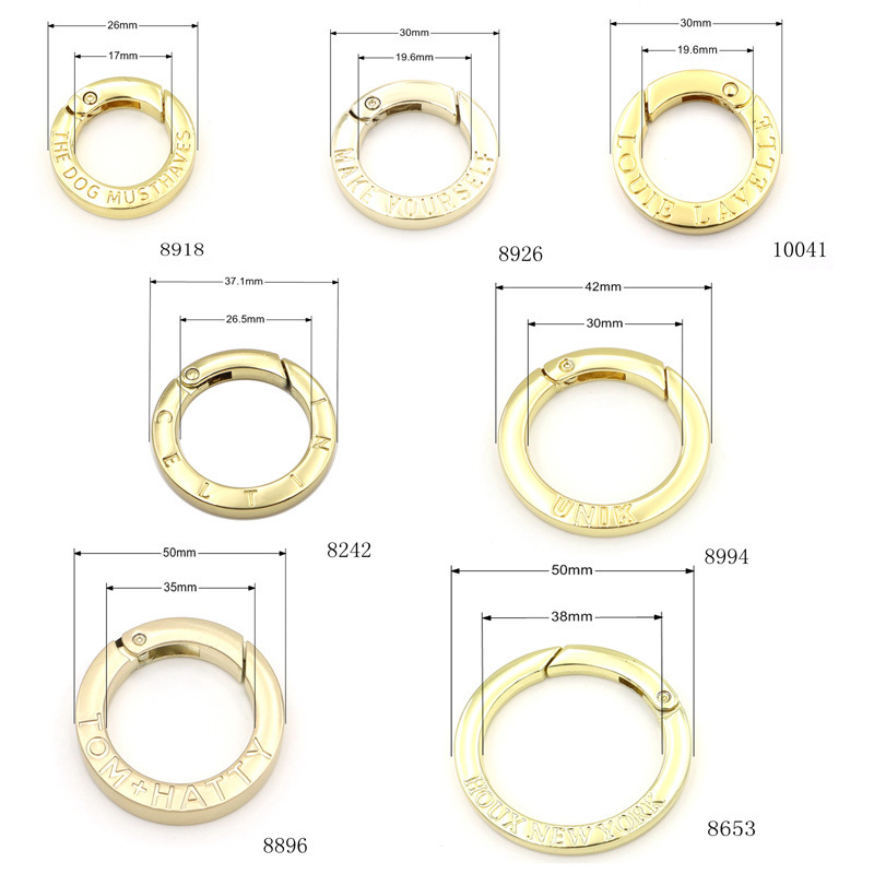 Guangzhou Wakison hardware manufacturer gold and silver  custom flat square spring gate o ring clasp