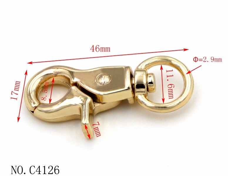 Leather Craft Hardware Brass Small  Ring Metal Trigger swivel Hooks for Bag Hardware