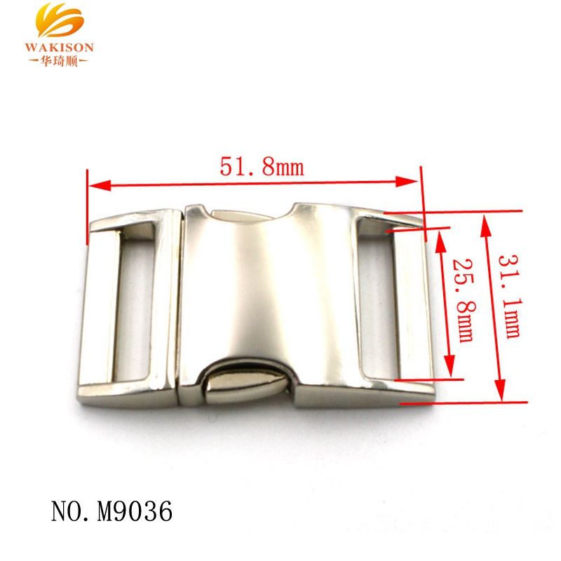 Custom Nickel Plated Metal quick side release buckles 16mm 20mm 25mm for Belt and dog collar