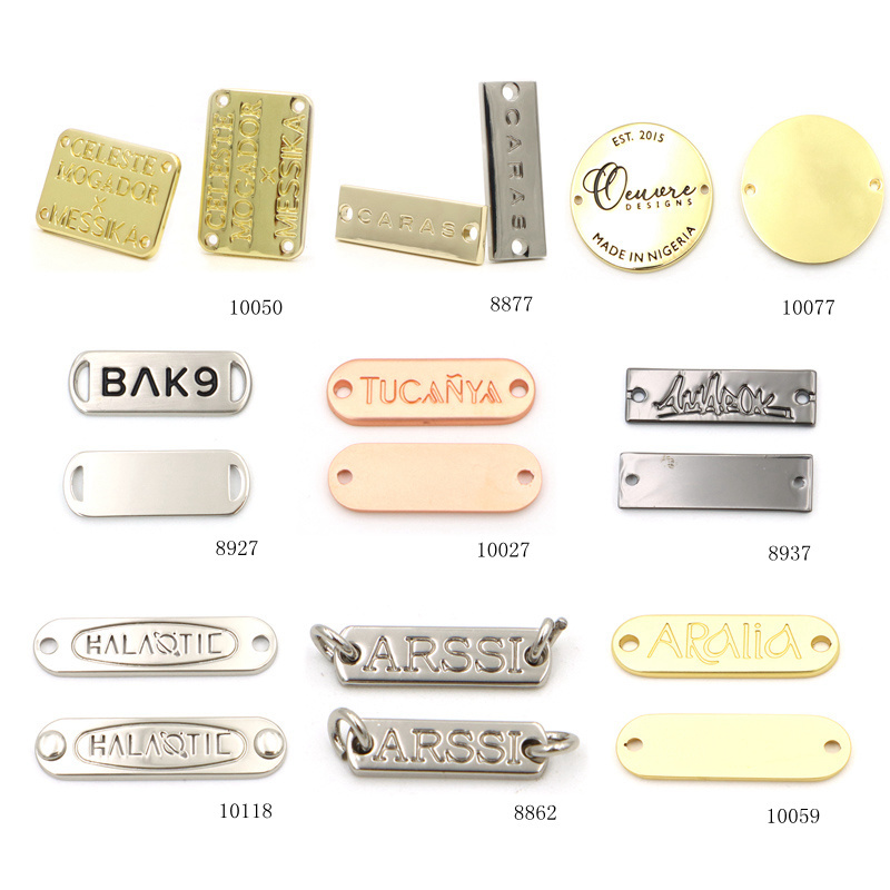 bag clothes metal logo label hardware wholesale metal tag custom logo for handbag