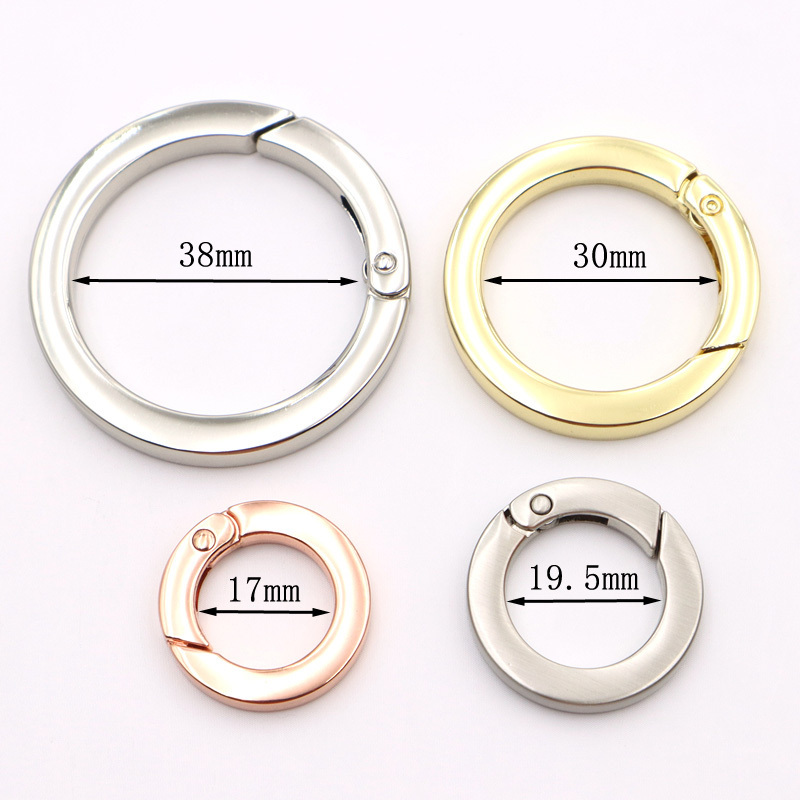 Spring ring Supplier brush Gold 20mm Custom Metal Spring O ring Clasps