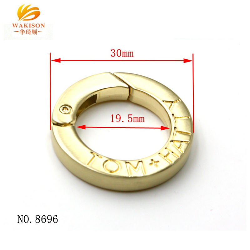 Spring ring Supplier brush Gold 20mm Custom Metal Spring O ring Clasps