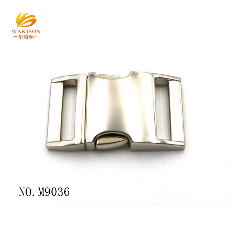 Custom Nickel Plated Metal quick side release buckles 16mm 20mm 25mm for Belt and dog collar