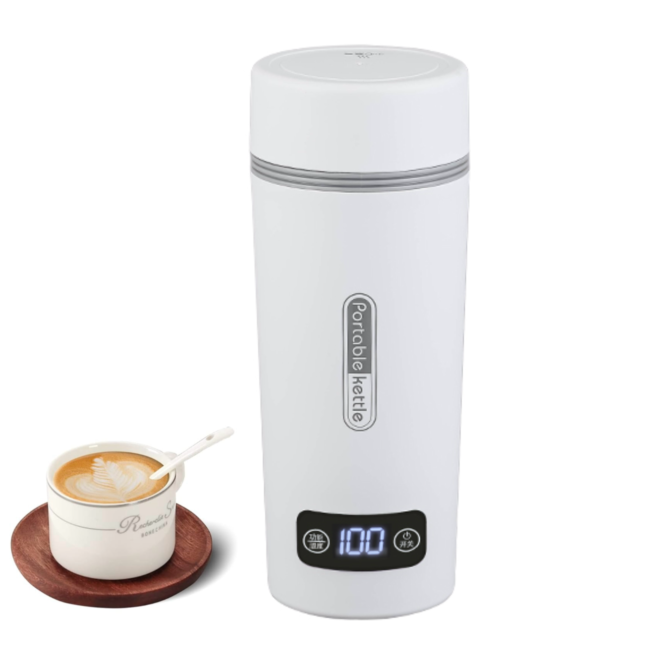 Compact Travel Vacuum Flask Small Electric Thermos with Temperature Display for Boiling Water Camping Personal Tea Maker