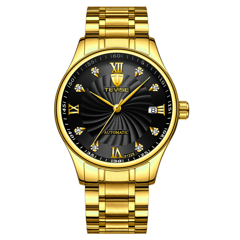 WJ-7647 TEVISE 8122S Men's Mechanical Watches Automatic Date Rhinestones Adorn Stylish Business Men's Watches