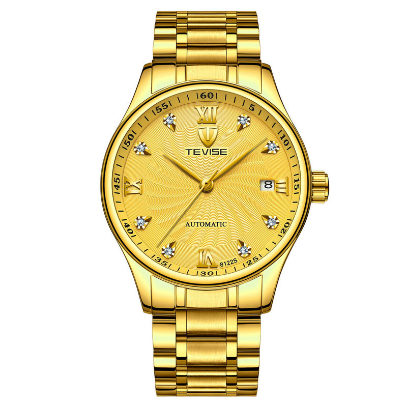 WJ-7647 TEVISE 8122S Men's Mechanical Watches Automatic Date Rhinestones Adorn Stylish Business Men's Watches