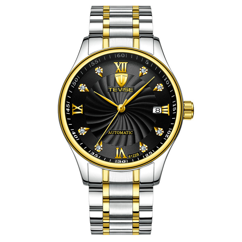 WJ-7647 TEVISE 8122S Men's Mechanical Watches Automatic Date Rhinestones Adorn Stylish Business Men's Watches