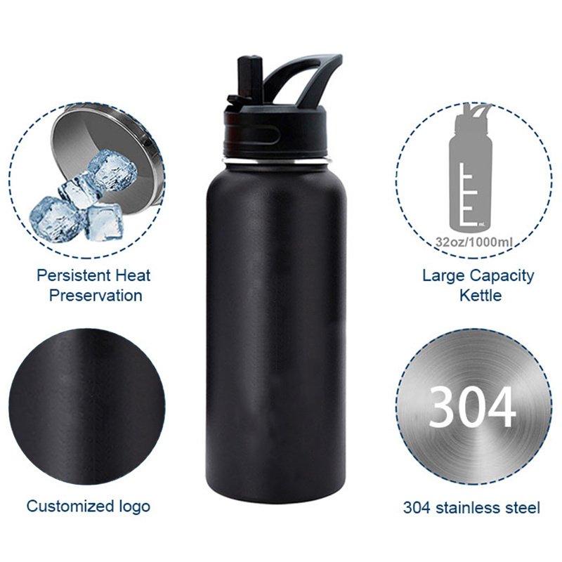 Walcold Flask Sports Water Bottle 24/32/40 Oz Stainless Steel Vacuum Insulated Wide Flask With Leakproof Spout Lid