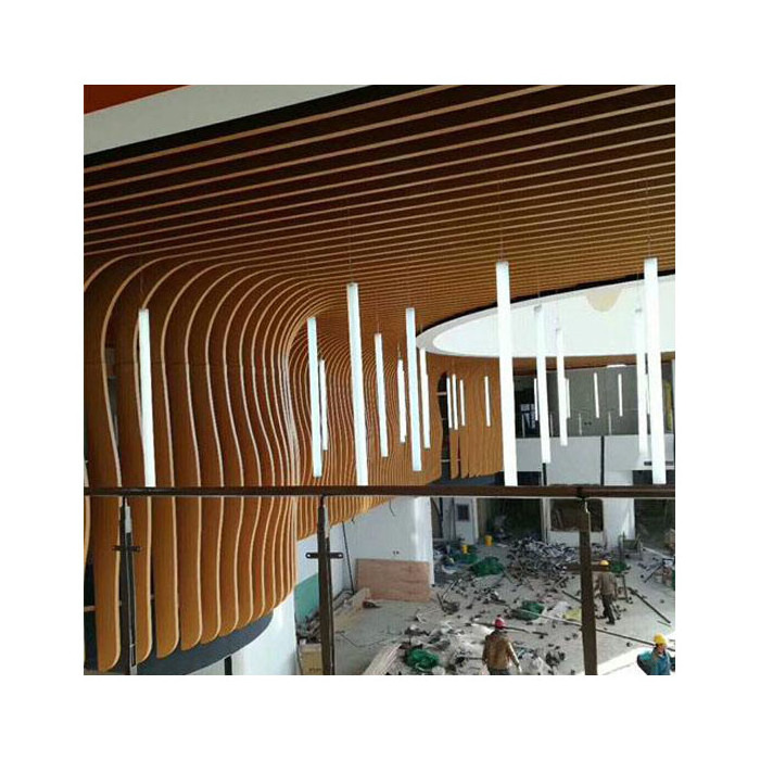 3d Effect Stretch Ceiling Wooden Grain Aluminum U Shape Baffle Ceiling Design Supplier Mounting Accessories