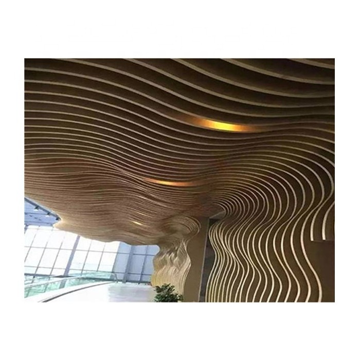 Pop Ceiling System Designs Tiles Pressed Metal Dropped Strip Wood Grain Aluminium Ceiling Panel