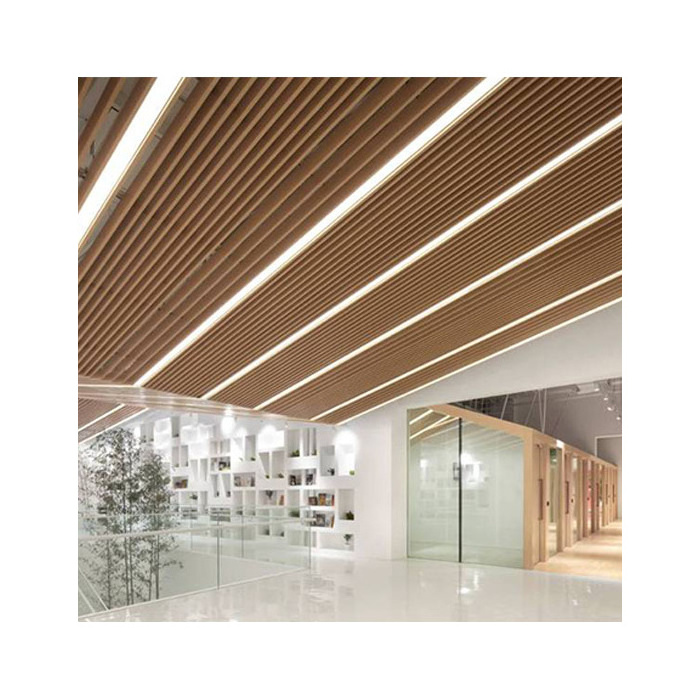 Pop Ceiling System Designs Tiles Pressed Metal Dropped Strip Wood Grain Aluminium Ceiling Panel