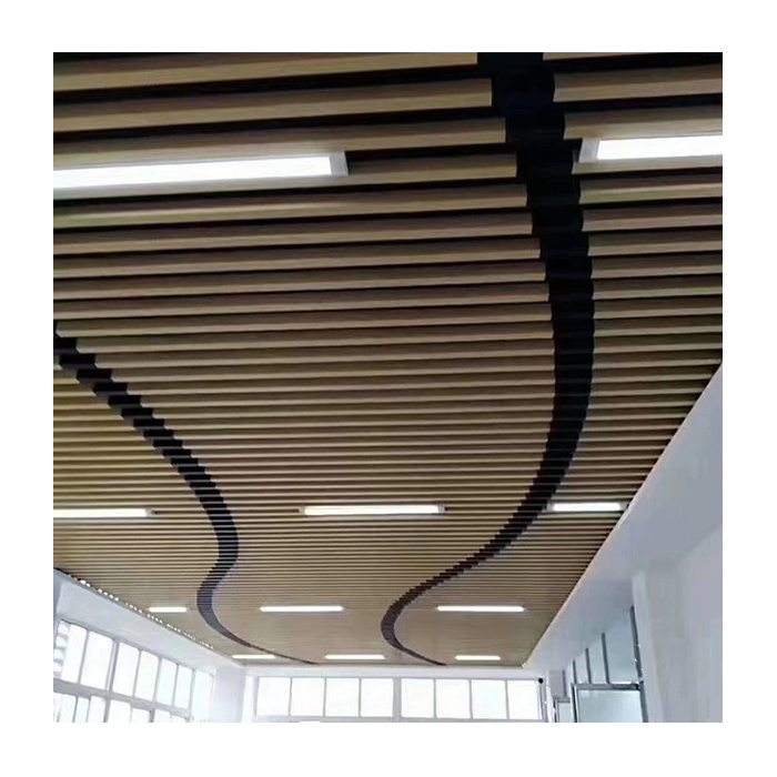 Hot Sale Decorative Wooden Coffered Panel  Aluminium Design Baffle Slat Grid 2x2 Drop Ceiling Tiles