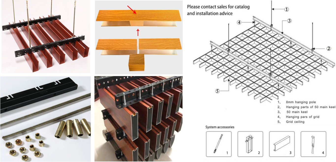 Metal Wavy Square Tube Baffle Ceiling Design Ceiling System Decorative Baffle Linear Aluminum Ceiling Strip