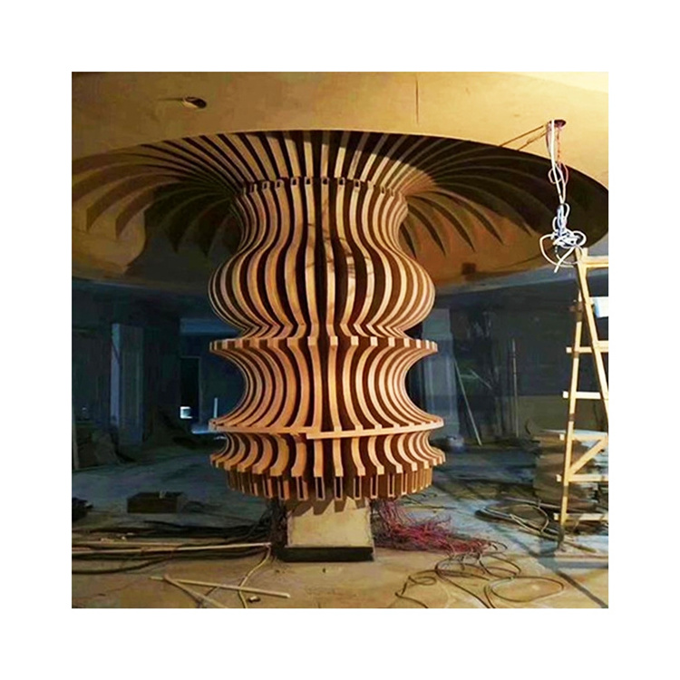 Wood Grain Indoor Suspension Metal Art Suspended Ceiling  Beautiful Curved Ceiling