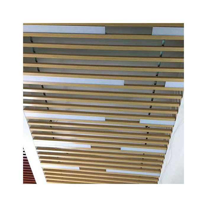 3d Effect Stretch Ceiling Wooden Grain Aluminum U Shape Baffle Ceiling Design Supplier Mounting Accessories