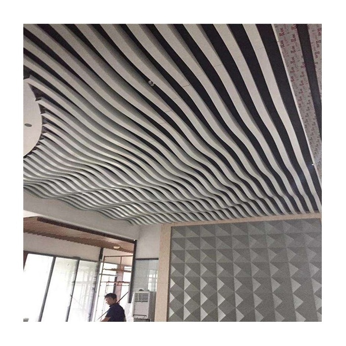 Metal Wavy Square Tube Baffle Ceiling Design Ceiling System Decorative Baffle Linear Aluminum Ceiling Strip