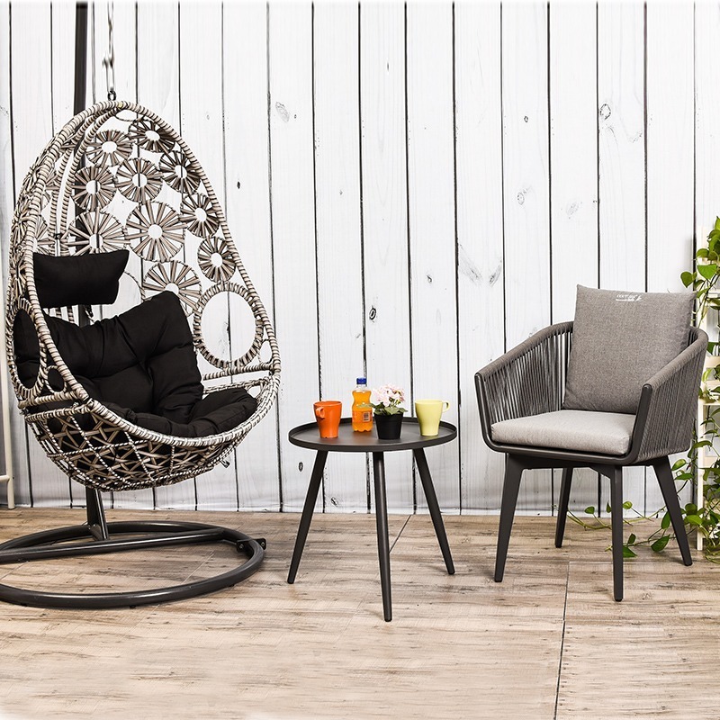 PE rattan /wicker round hanging Egg swing chair with cushion