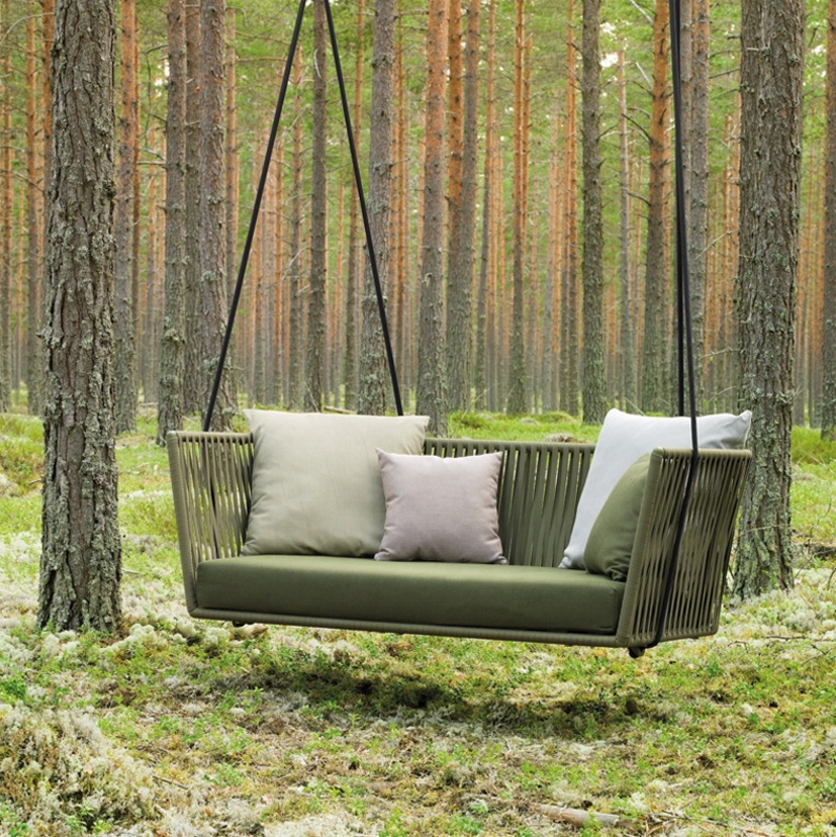 2020 hot selling  hand woven rope patio swings modern outdoor swing sofa for adult and kids