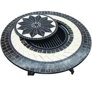 Outdoor fire  brazier with mosaic top table