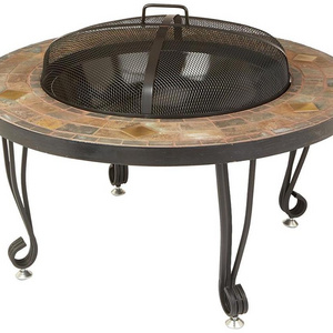 34-inch Natural Stone Fire Pit with Copper Accents