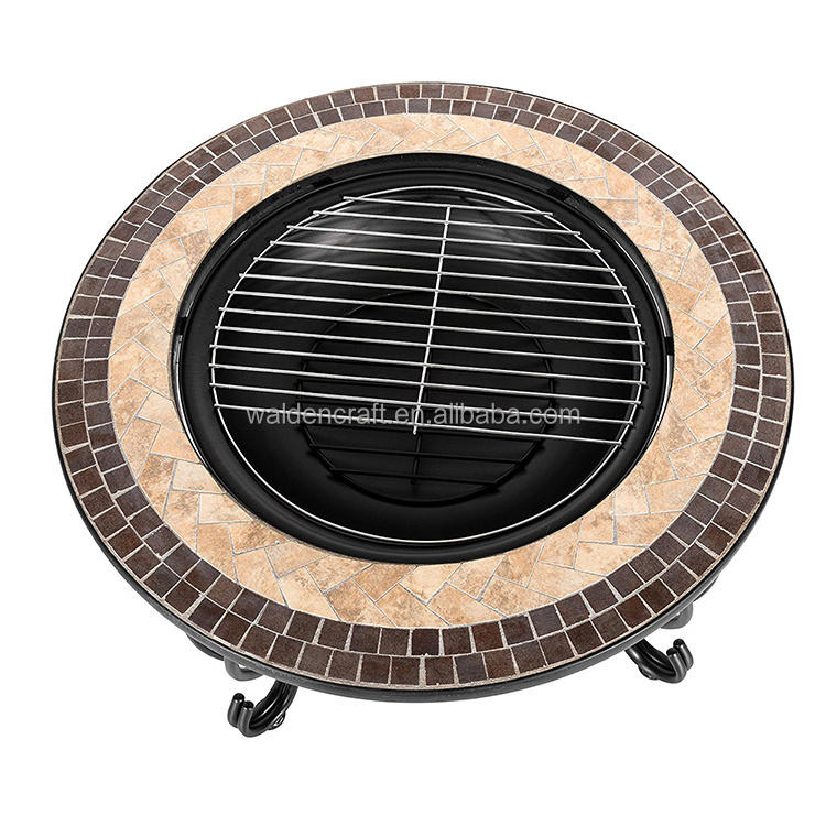 Round Outdoor Garden Mosaic Fire Pit Table