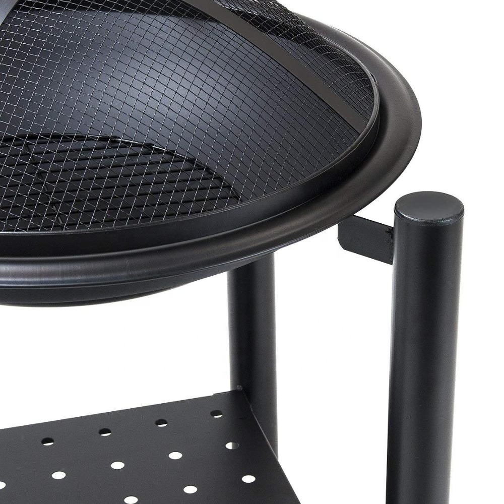 Fire Pit Bowl Table With Storage Shelf Great BBQ Grill For Outdoor Patio