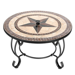 Round Outdoor Garden Mosaic Fire Pit Table