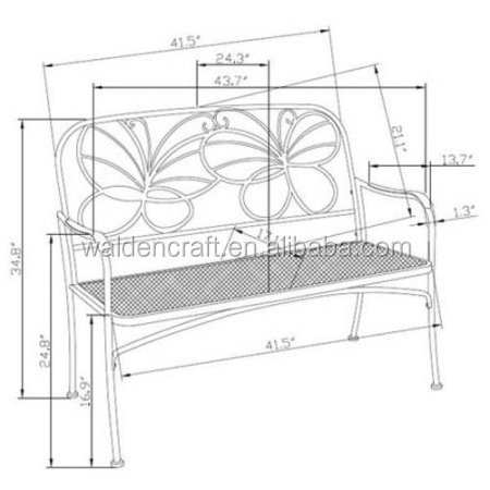 Outdoor butterfly decoration metal garden bench