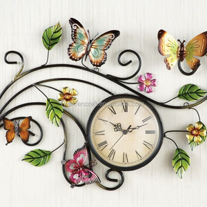 Wholesale Cheap Metal Wall Art Scrolling Butterfly Home Decor Wall Clock