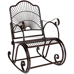 Outdoor antique wrought iron rocking chair