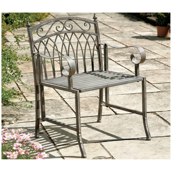 Outdoor vintage antique metal garden arm chairs