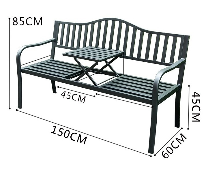 Metal Garden Bench Patio Bench With Adjustalbe Table