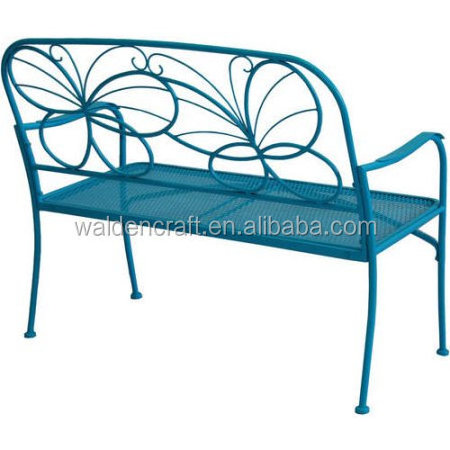 Outdoor butterfly decoration metal garden bench