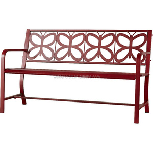 Outdoor red metal butterfly decoration garden bench